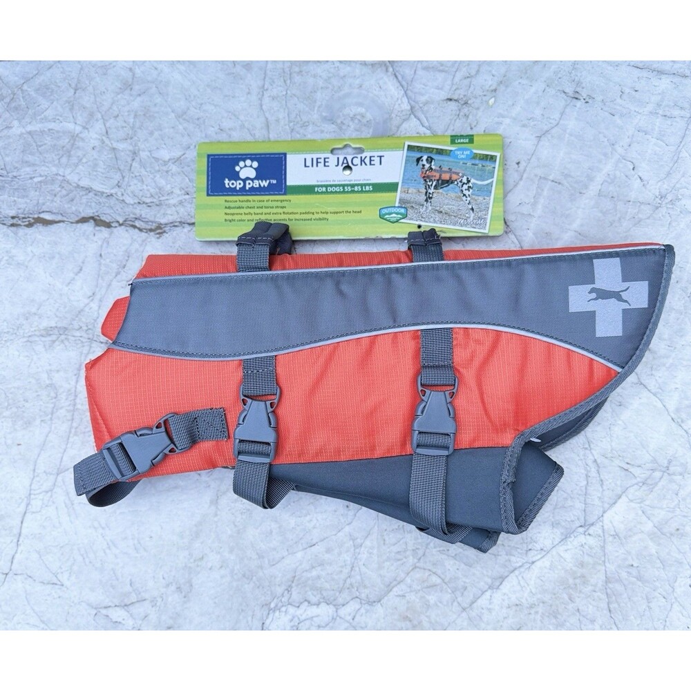 Top Paw Life Jacket, Neoprene, ORANGE, Large girth 28-32" Weight 55-85 lbs NEW